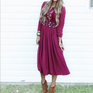 Maroon Midi Fall Dress Free People
